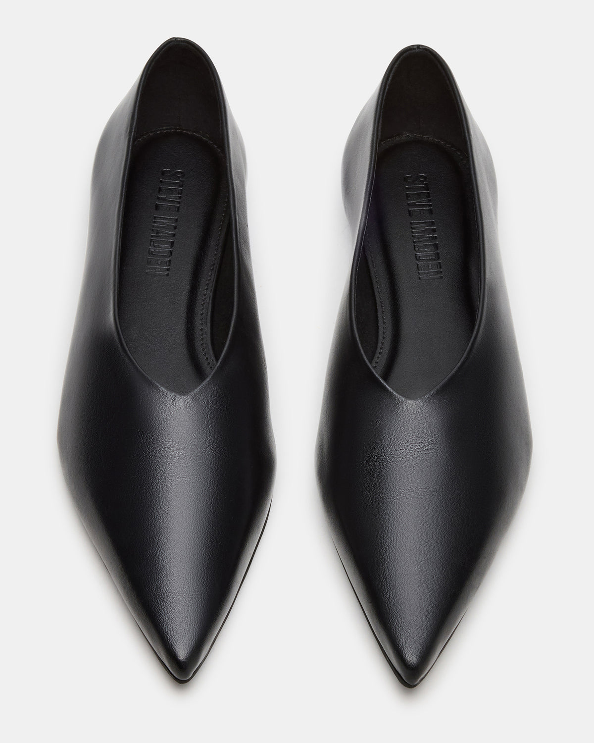 Steve Madden FLOYD Black Leather Pointed-Toe Ballet Women's Flat