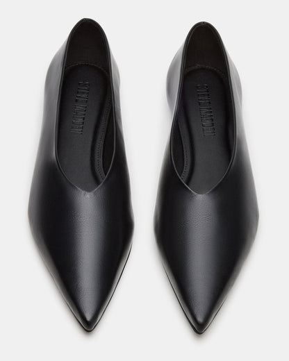 Steve Madden FLOYD Black Leather Pointed-Toe Ballet Women's Flat