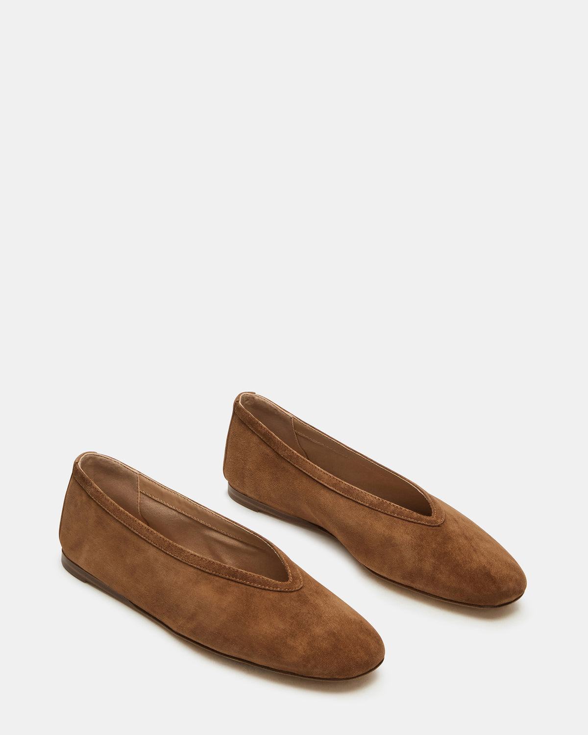 Steve Madden LENI Chestnut Suede Square-Toe Ballet Women's Flat