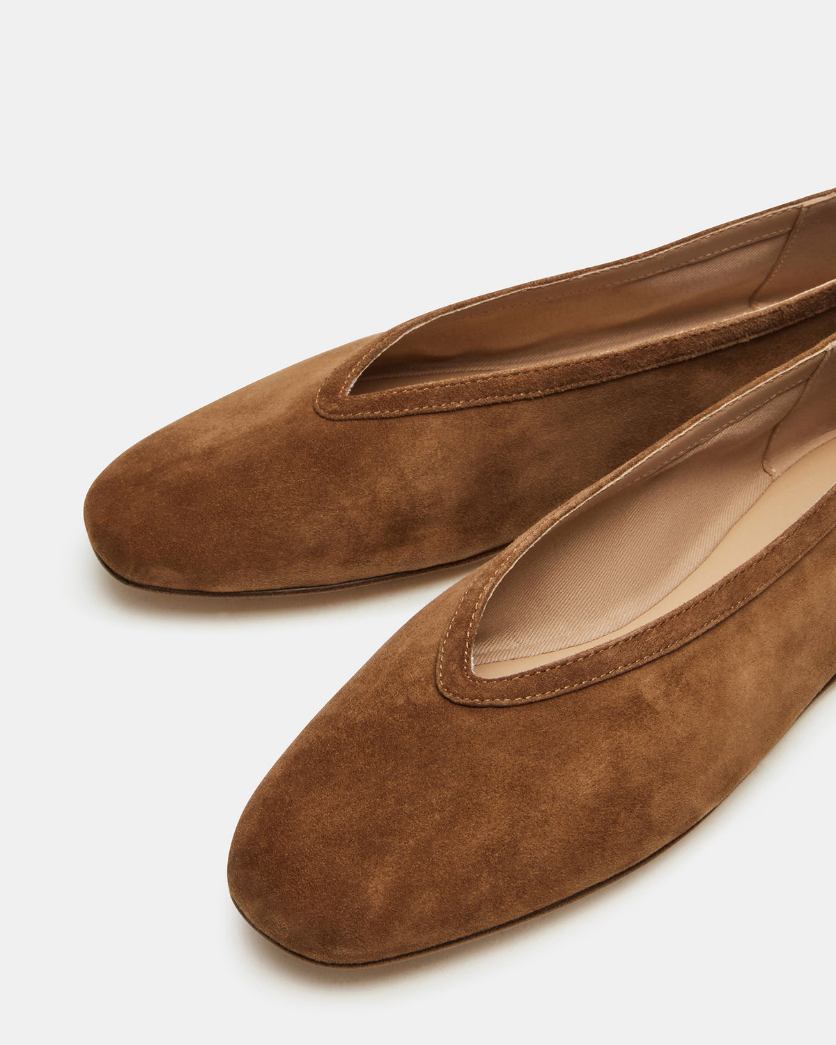 Steve Madden LENI Chestnut Suede Square-Toe Ballet Women's Flat