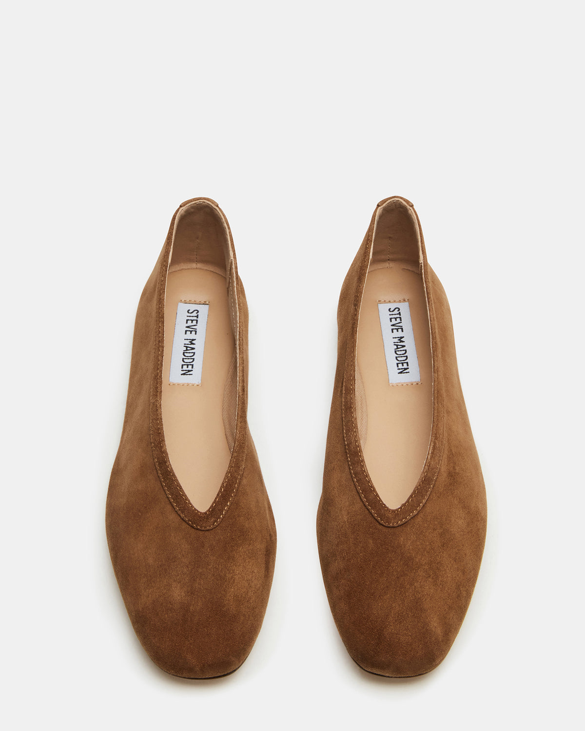 Steve Madden LENI Chestnut Suede Square-Toe Ballet Women's Flat