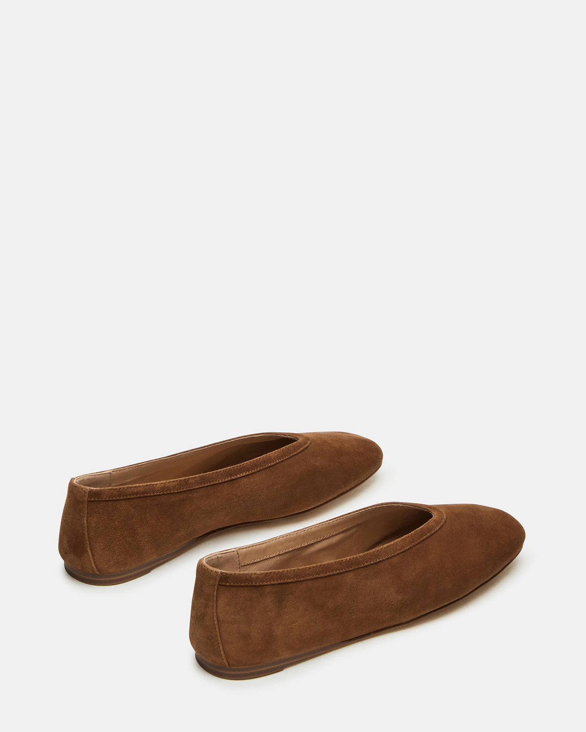 Steve Madden LENI Chestnut Suede Square-Toe Ballet Women's Flat