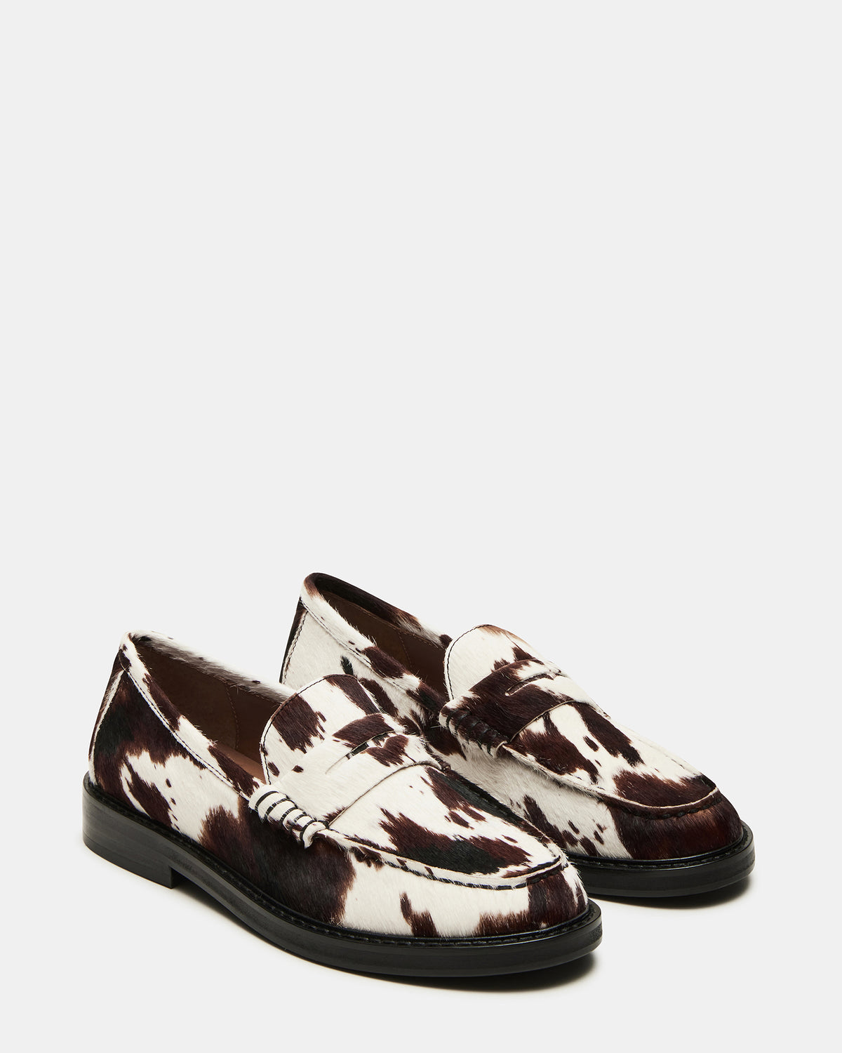 Steve Madden MADISON Brown Cow Print Women's Penny Loafer