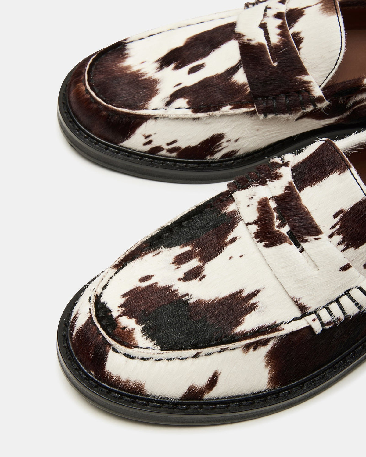 Steve Madden MADISON Brown Cow Print Women's Penny Loafer