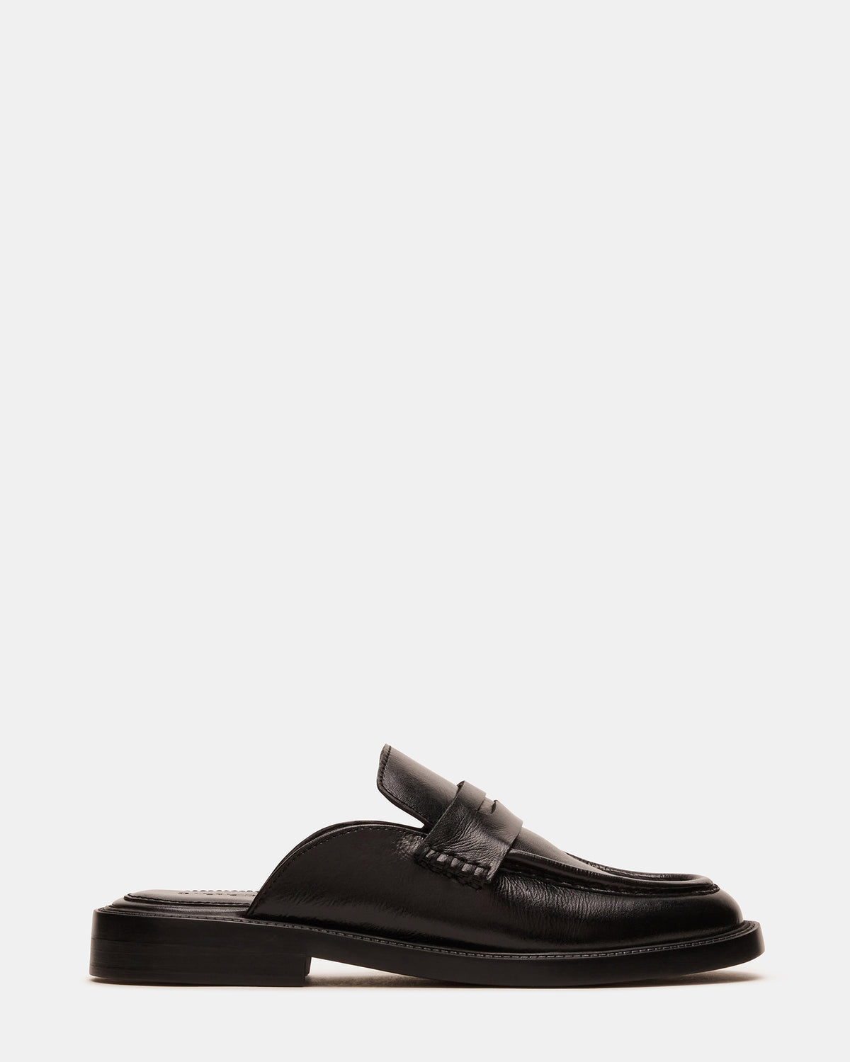 Steve Madden MULBERRY Black Leather Women's Slip-On Mule Flat