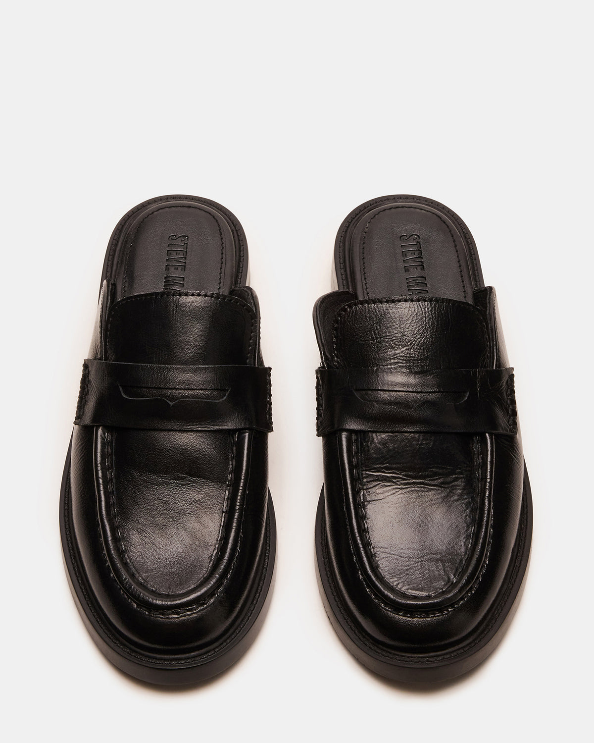 Steve Madden MULBERRY Black Leather Women's Slip-On Mule Flat