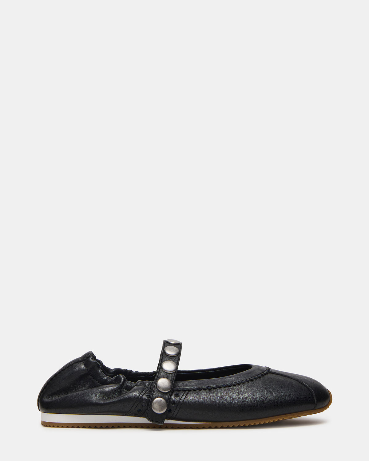 Steve Madden ANAYA Black Leather Studs Mary Jane Ballet Women's Flat