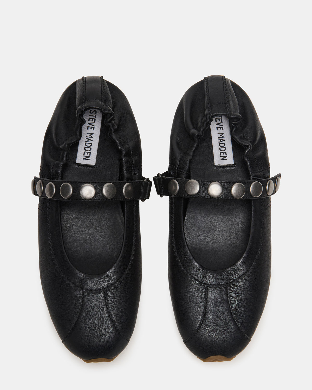 Steve Madden ANAYA Black Leather Studs Mary Jane Ballet Women's Flat