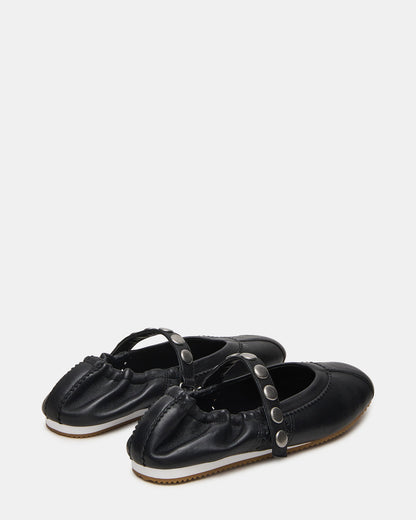 Steve Madden ANAYA Black Leather Studs Mary Jane Ballet Women's Flat