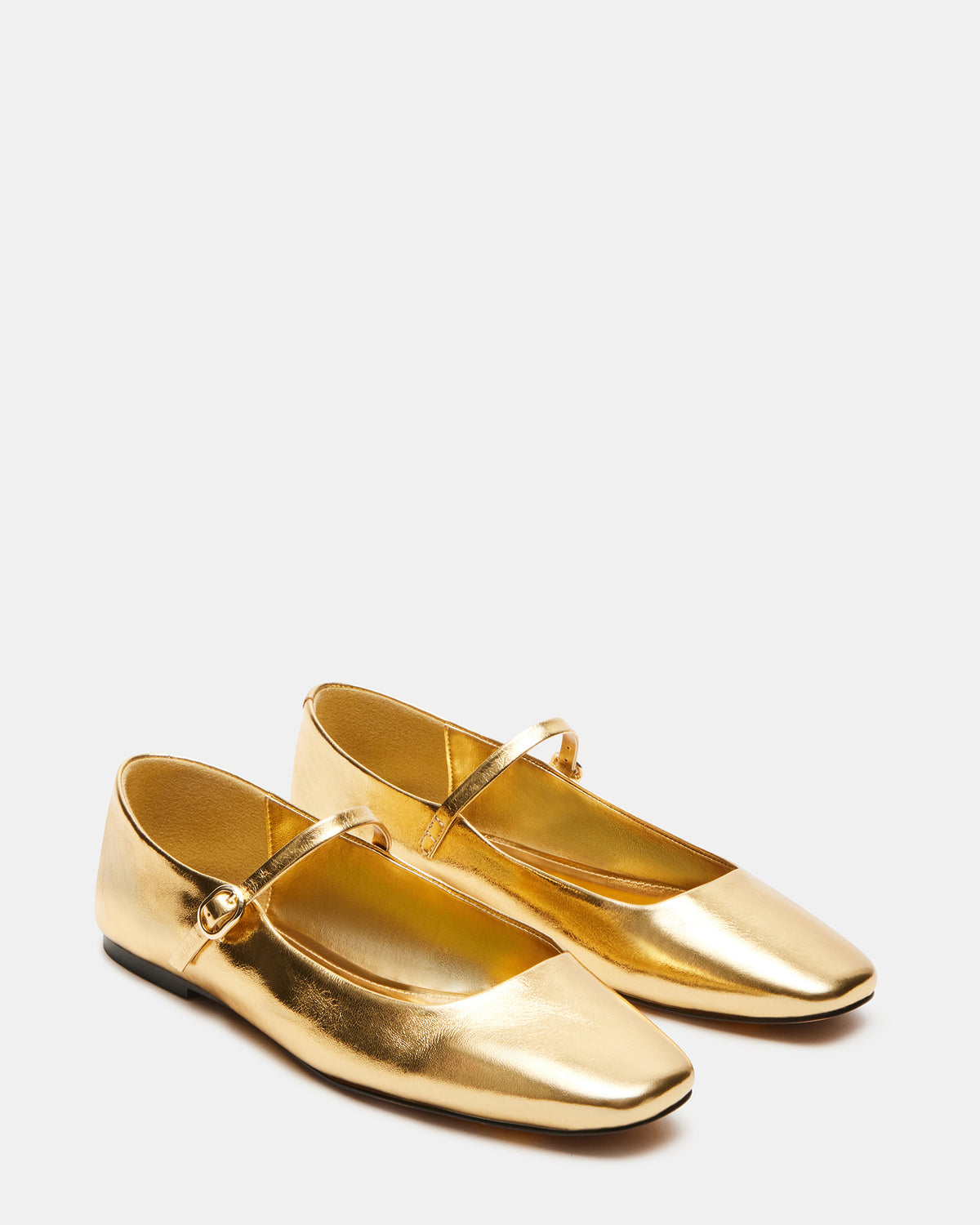 Steve Madden MAPLE Gold Leather Women's Mary Jane Ballet Flat