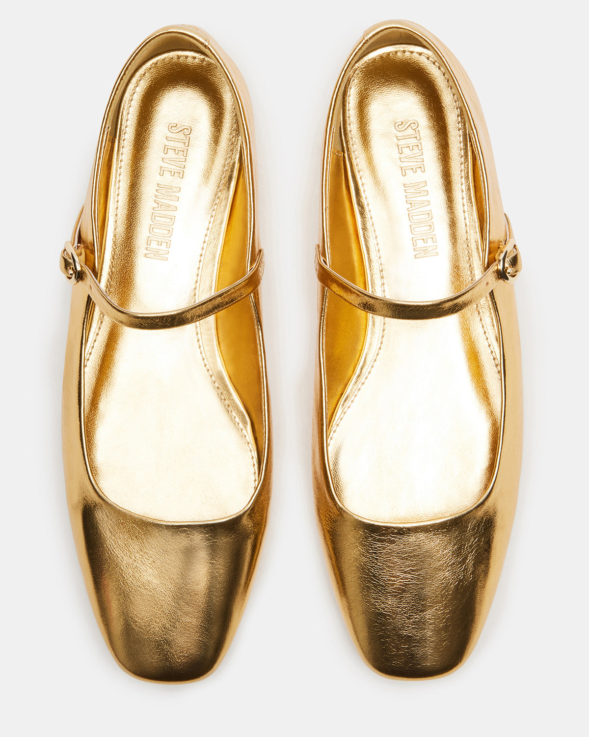Steve Madden MAPLE Gold Leather Women's Mary Jane Ballet Flat