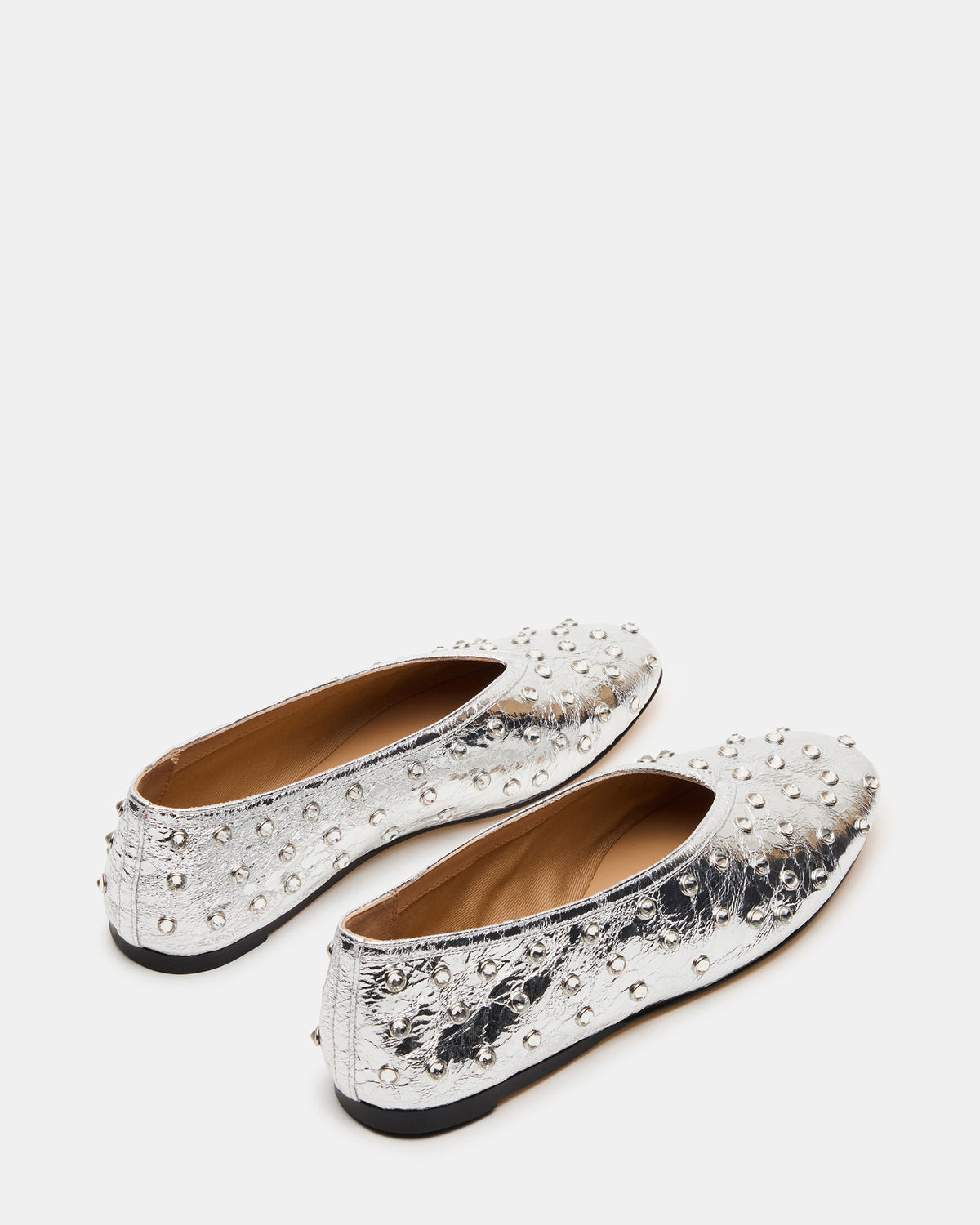 Steve Madden LENI Silver Rhinestones Square-Toe Ballet Women's Flat