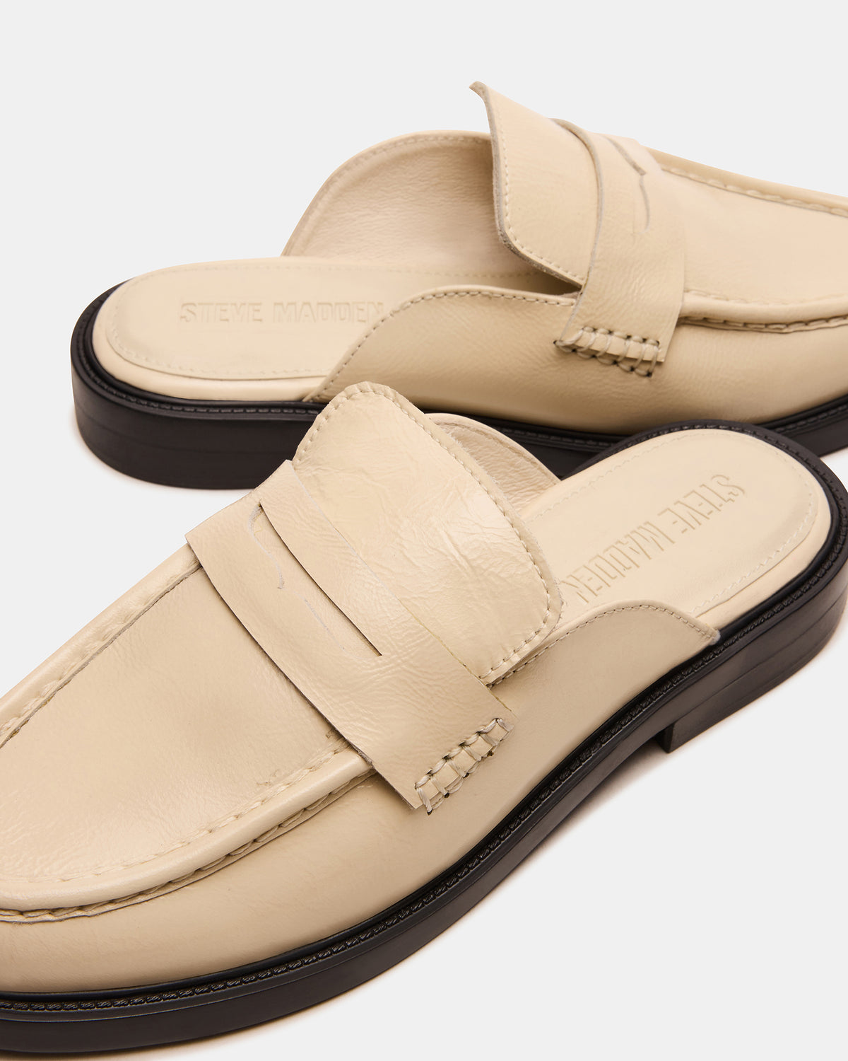Steve Madden MULBERRY Bone Leather Women's Slip-On Mule Flat