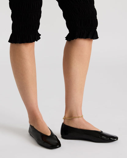 Steve Madden LENI Black/Black Square-Toe Ballet Women's Flat