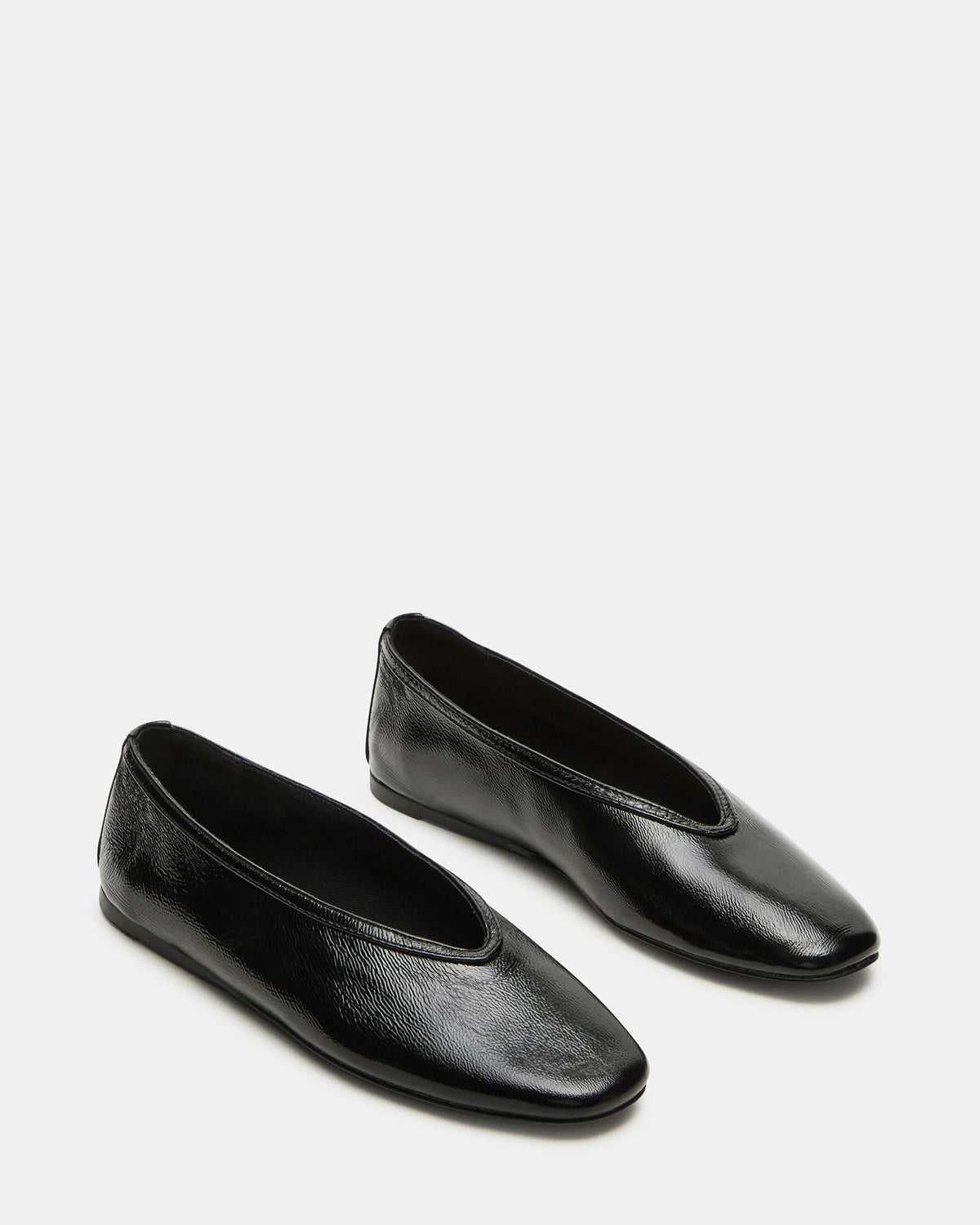 Steve Madden LENI Black/Black Square-Toe Ballet Women's Flat