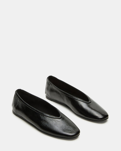 Steve Madden LENI Black/Black Square-Toe Ballet Women's Flat