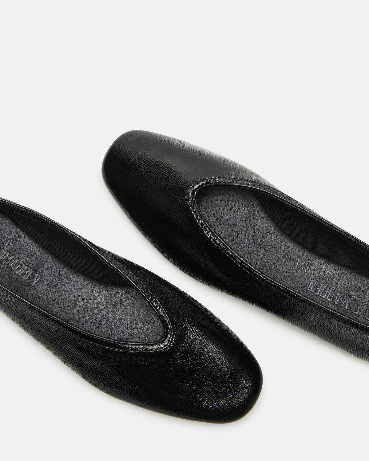 Steve Madden LENI Black/Black Square-Toe Ballet Women's Flat