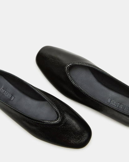 Steve Madden LENI Black/Black Square-Toe Ballet Women's Flat