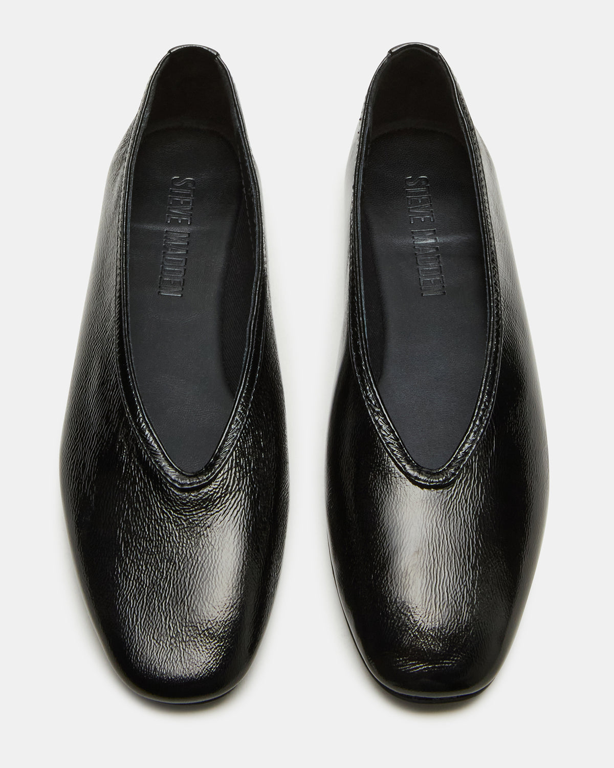 Steve Madden LENI Black/Black Square-Toe Ballet Women's Flat