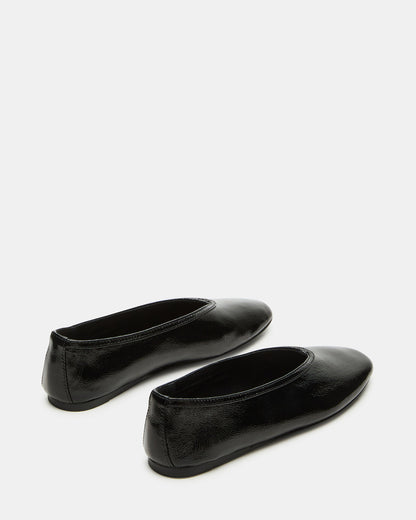 Steve Madden LENI Black/Black Square-Toe Ballet Women's Flat
