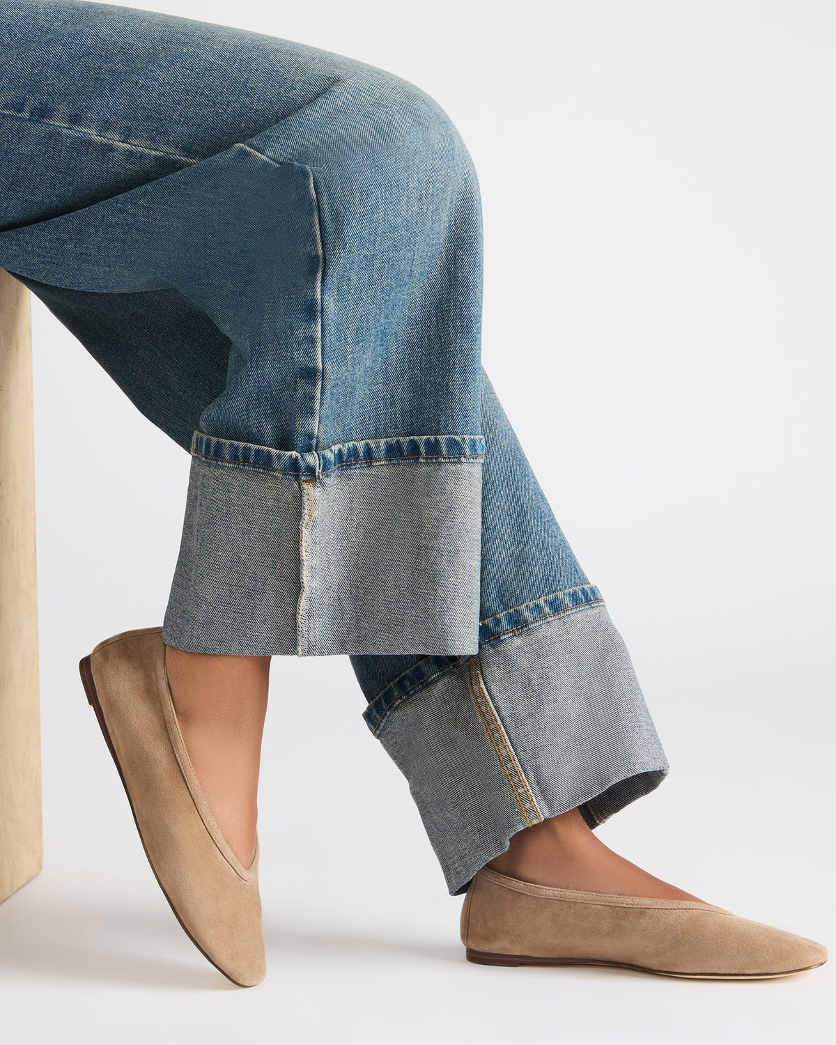 Steve Madden LENI Taupe Suede Square-Toe Ballet Women's Flat