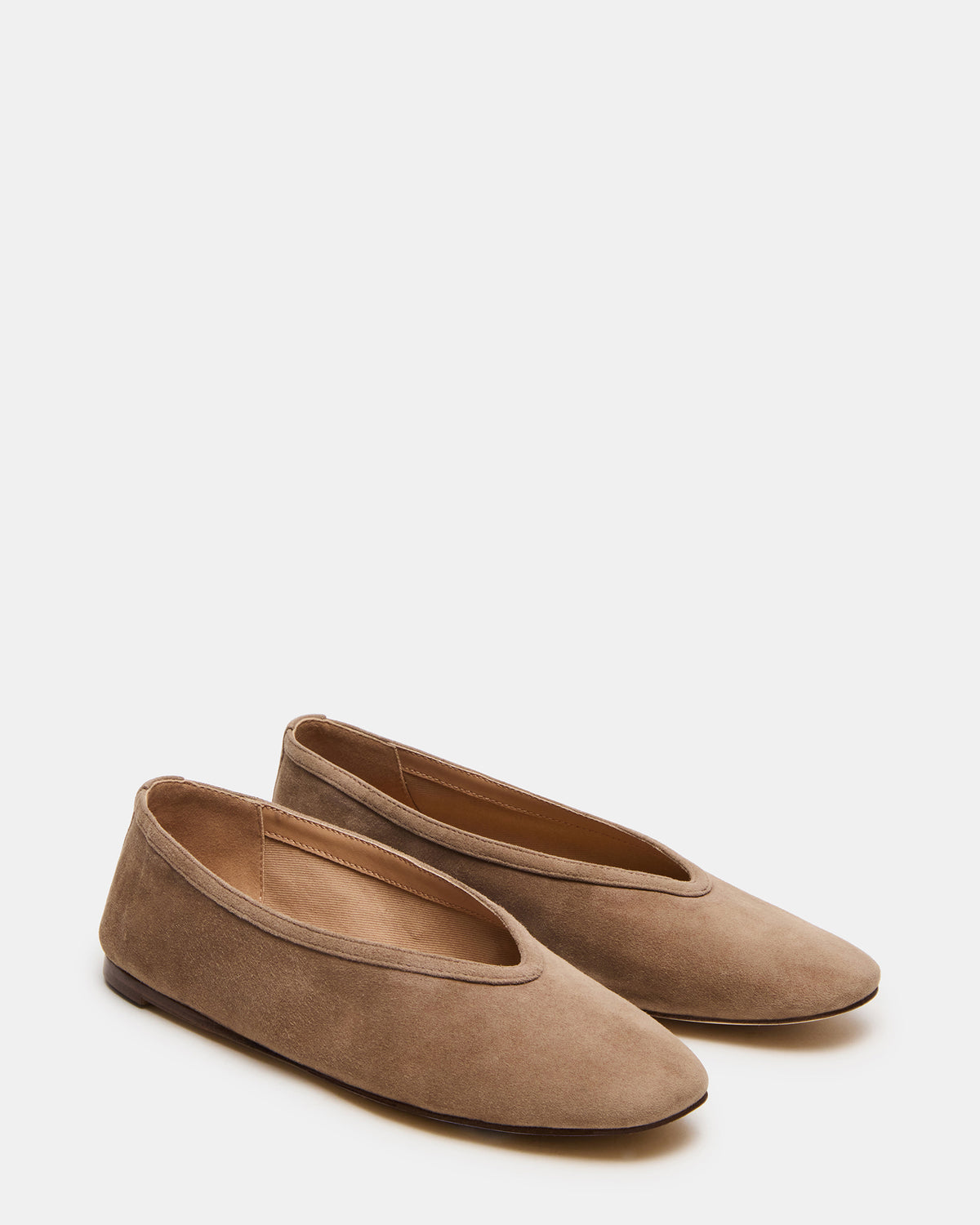 Steve Madden LENI Taupe Suede Square-Toe Ballet Women's Flat