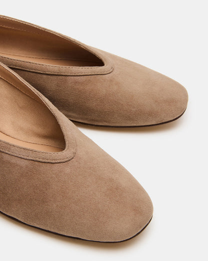 Steve Madden LENI Taupe Suede Square-Toe Ballet Women's Flat
