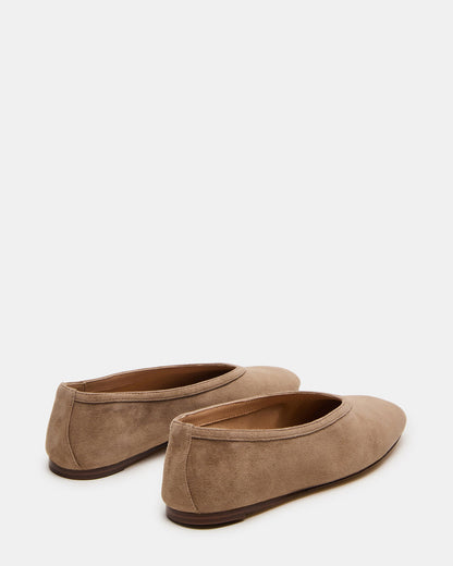 Steve Madden LENI Taupe Suede Square-Toe Ballet Women's Flat