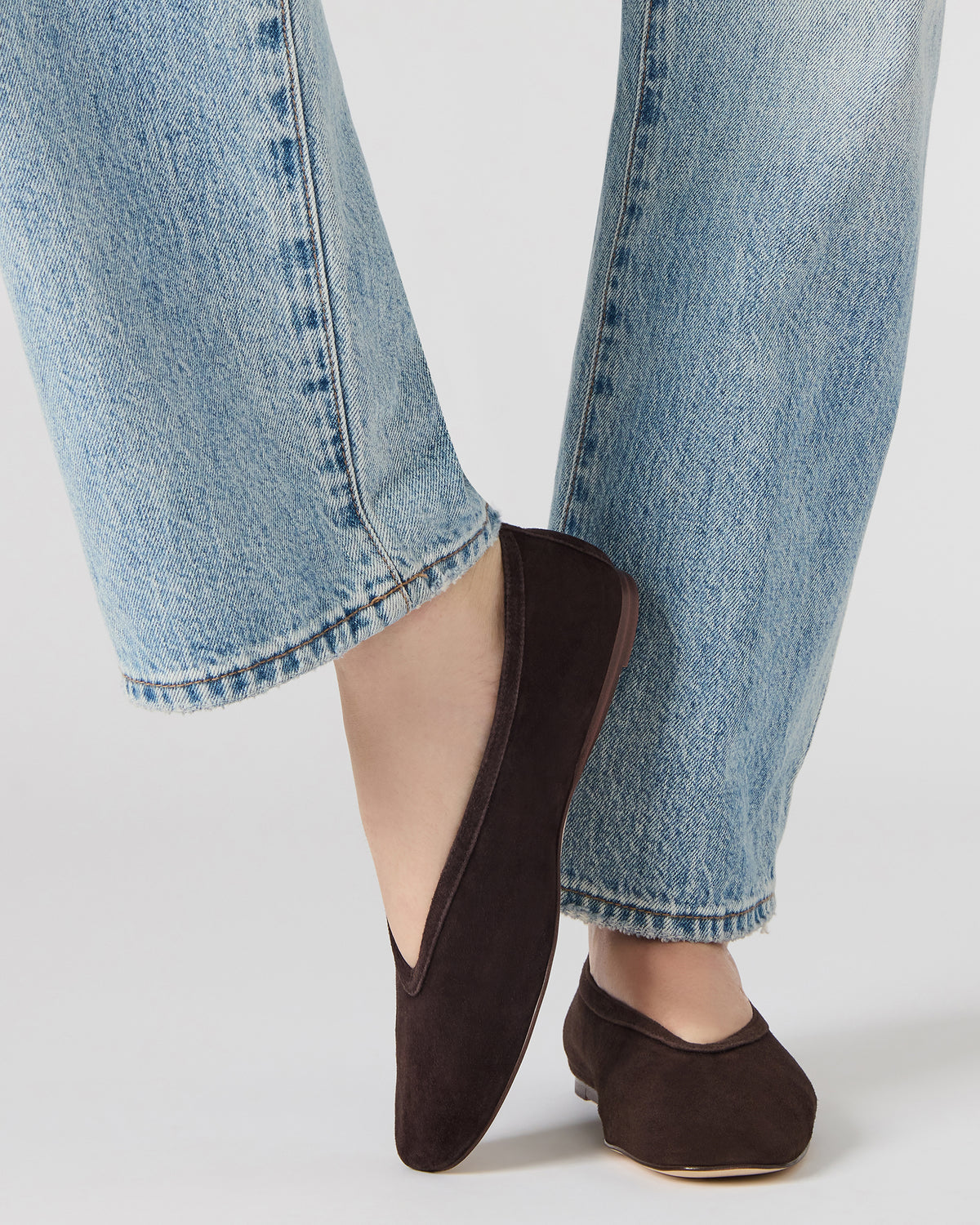 Steve Madden LENI Brown Suede Square-Toe Ballet Women's Flat
