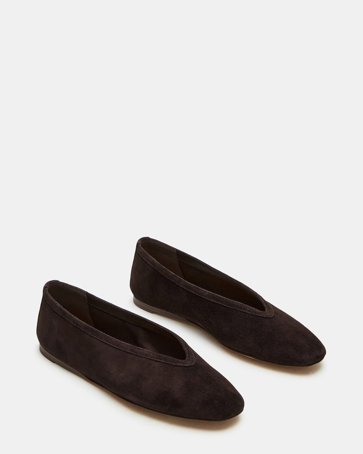 Steve Madden LENI Brown Suede Square-Toe Ballet Women's Flat