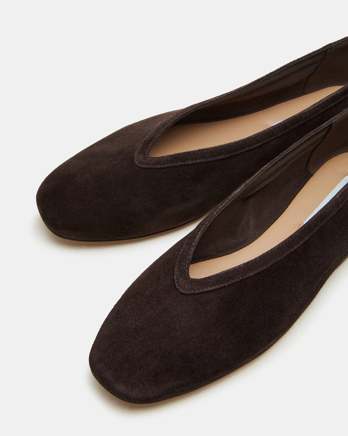 Steve Madden LENI Brown Suede Square-Toe Ballet Women's Flat