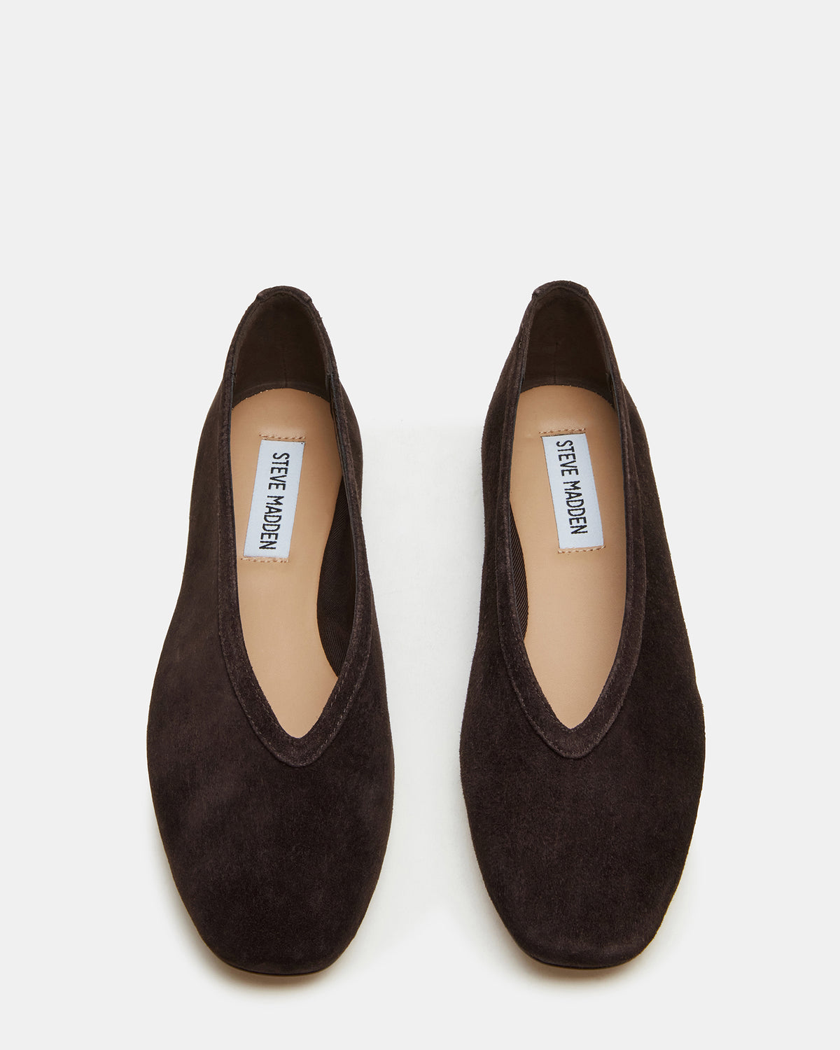Steve Madden LENI Brown Suede Square-Toe Ballet Women's Flat