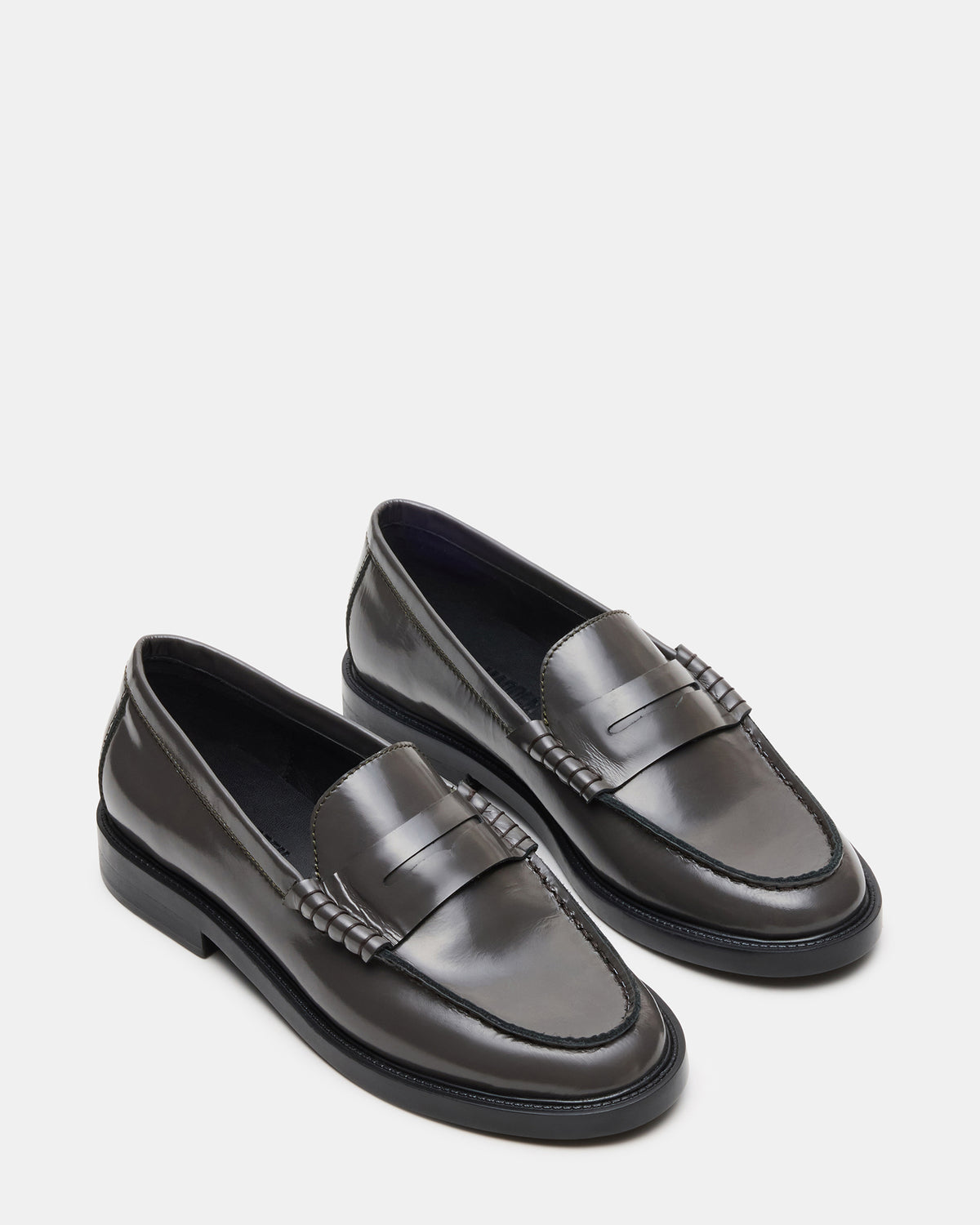 Steve Madden MADISON Grey Leather Women's Penny Loafer