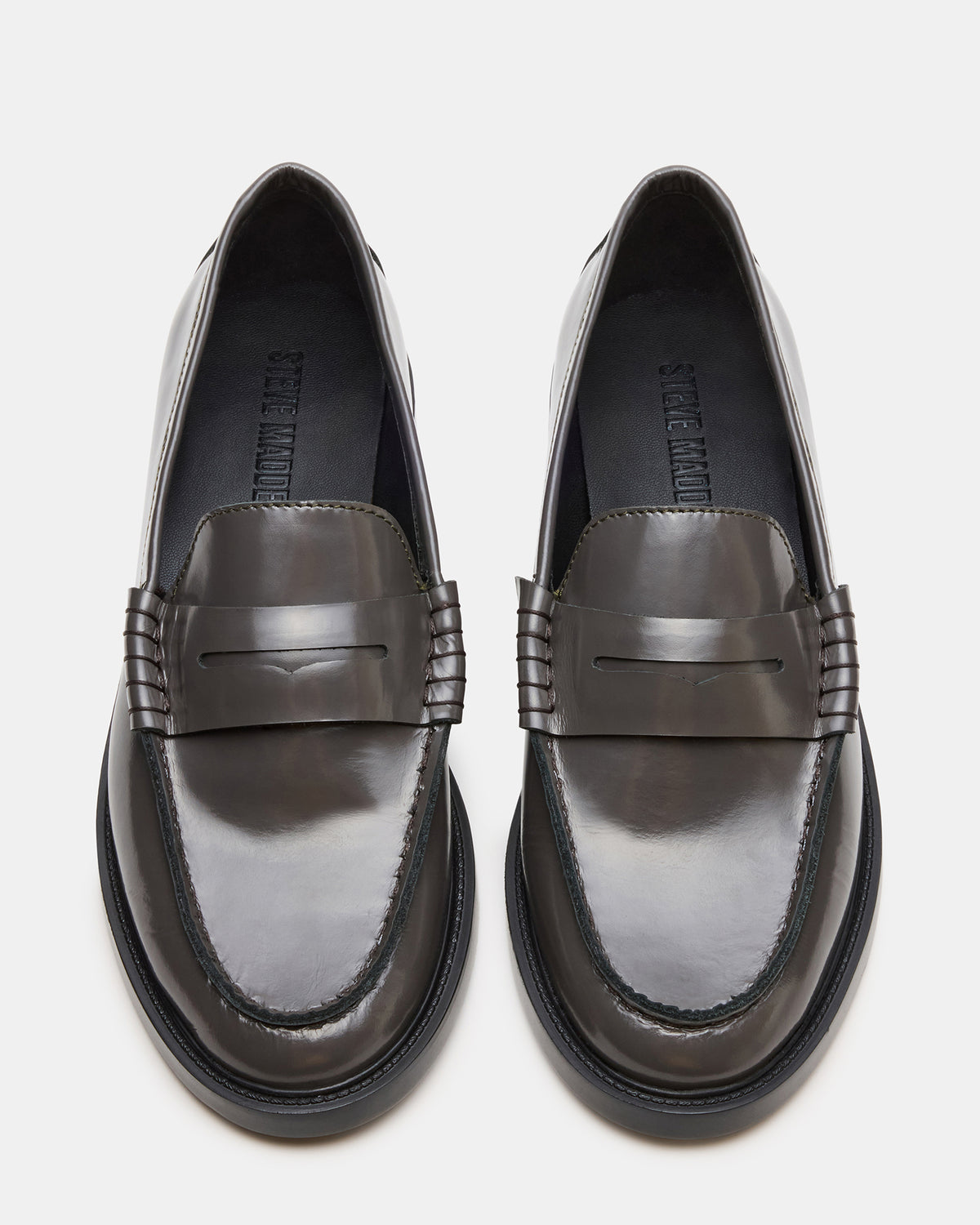 Steve Madden MADISON Grey Leather Women's Penny Loafer