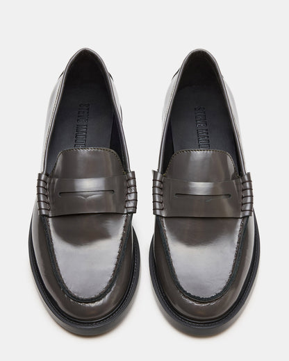 Steve Madden MADISON Grey Leather Women's Penny Loafer