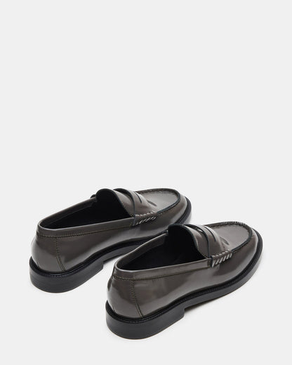 Steve Madden MADISON Grey Leather Women's Penny Loafer
