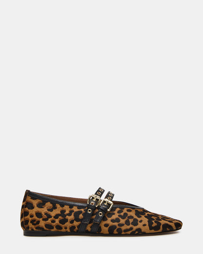 Steve Madden LYDIA Leopard Square-Toe Mary Jane Ballet Women's Flat
