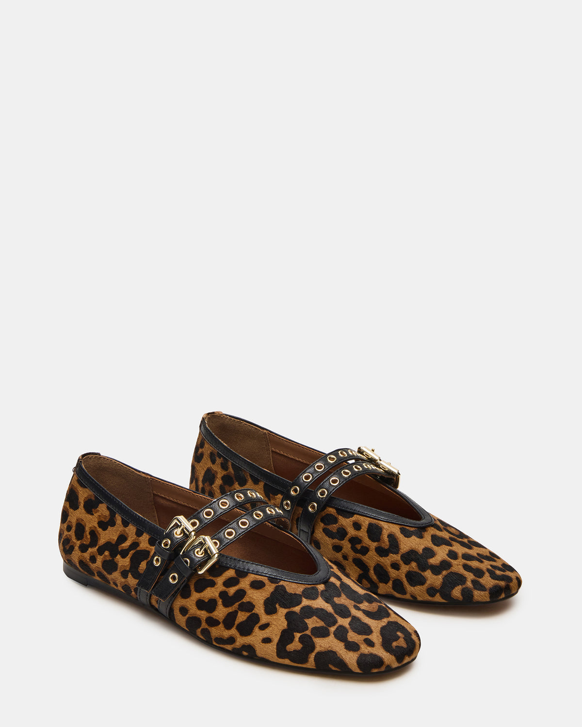 Steve Madden LYDIA Leopard Square-Toe Mary Jane Ballet Women's Flat