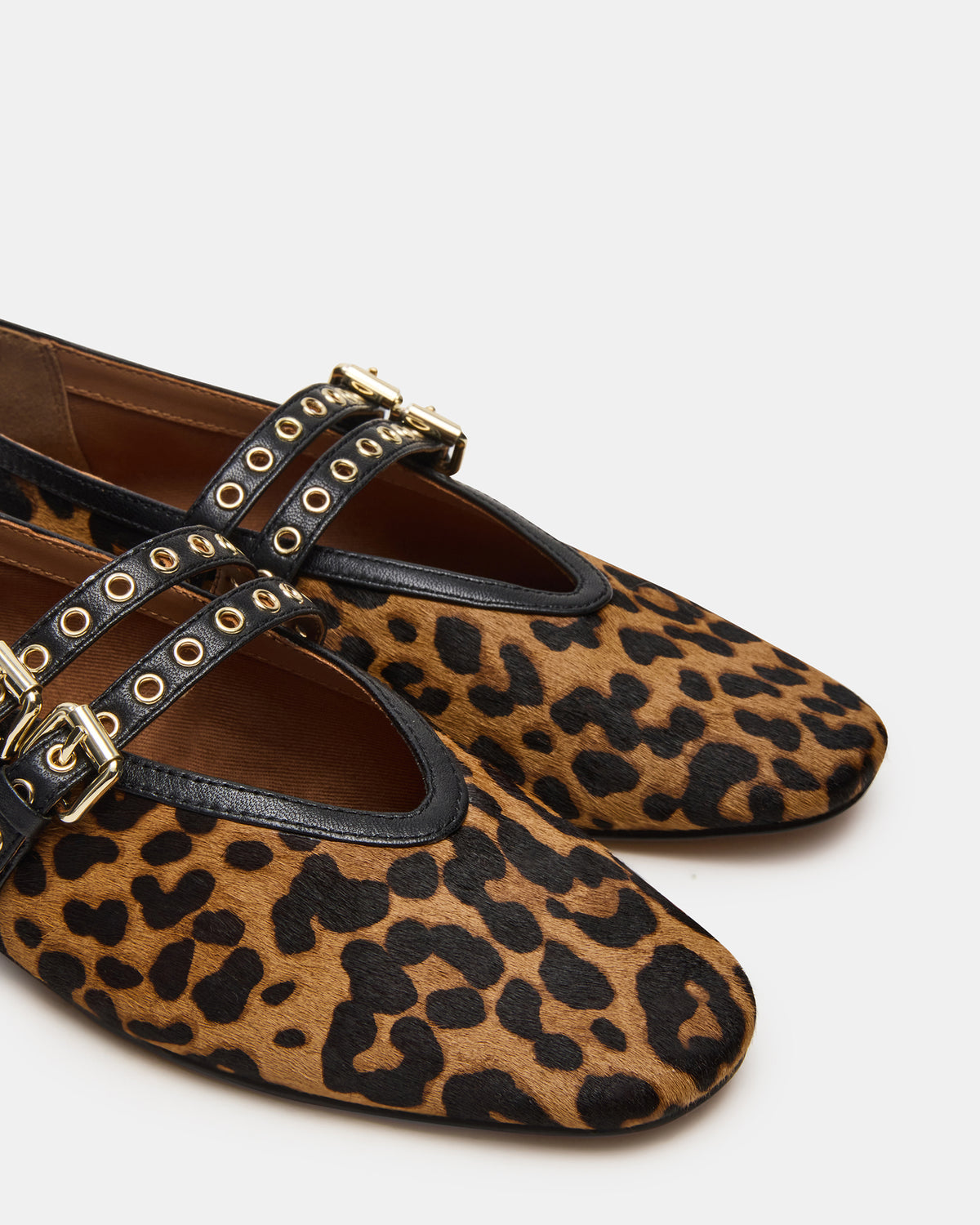 Steve Madden LYDIA Leopard Square-Toe Mary Jane Ballet Women's Flat