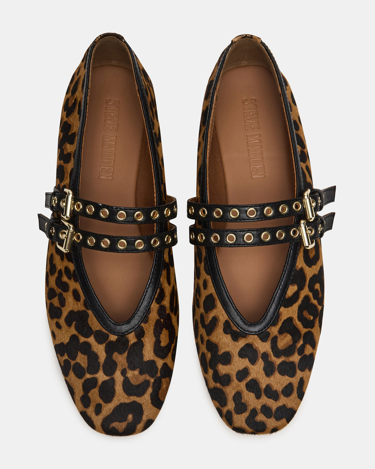 Steve Madden LYDIA Leopard Square-Toe Mary Jane Ballet Women's Flat