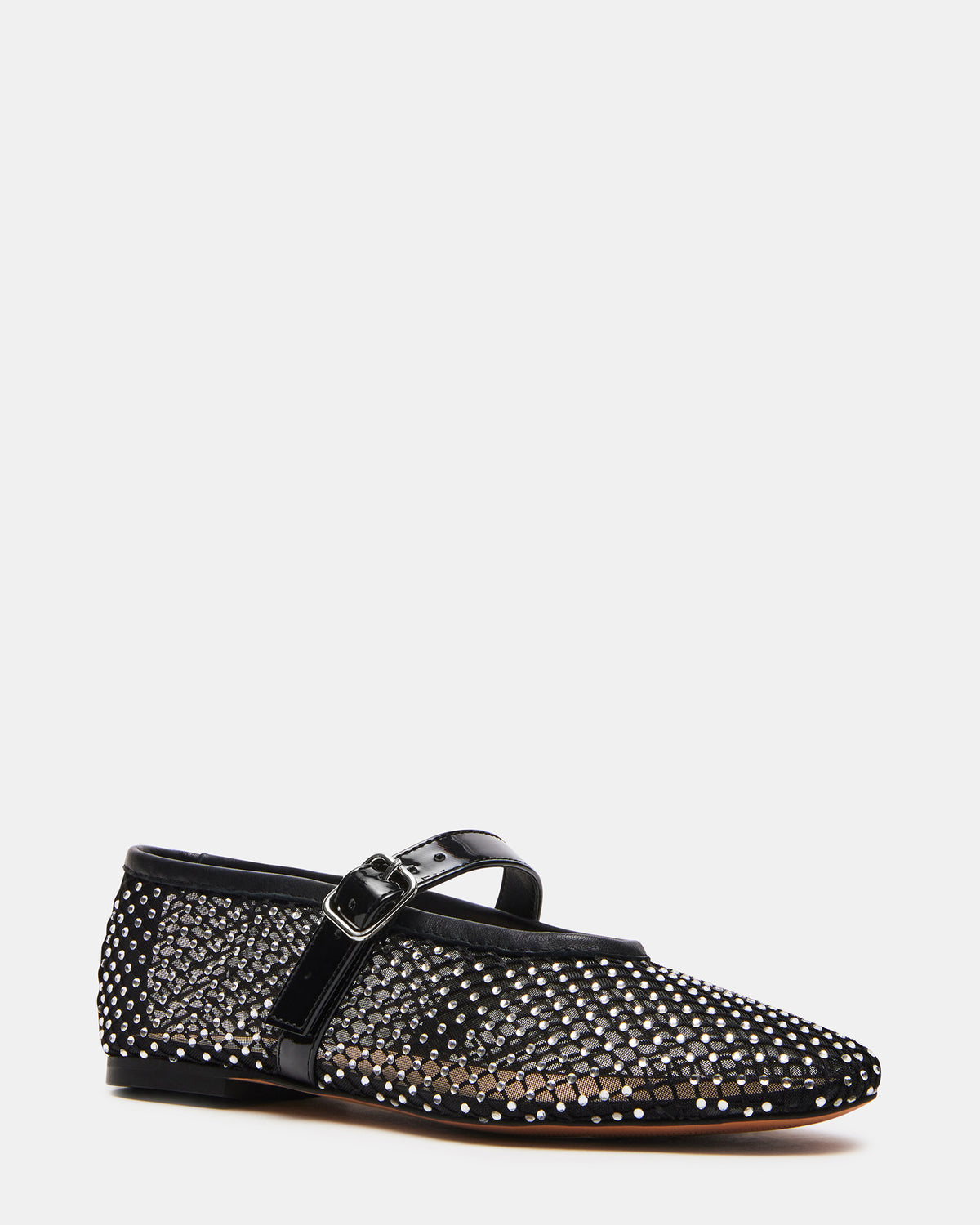 Steve Madden DREAMING Black Mesh Rhinestone Mary Jane | Women's Flats