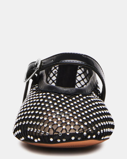 Steve Madden DREAMING Black Mesh Rhinestone Mary Jane | Women's Flats
