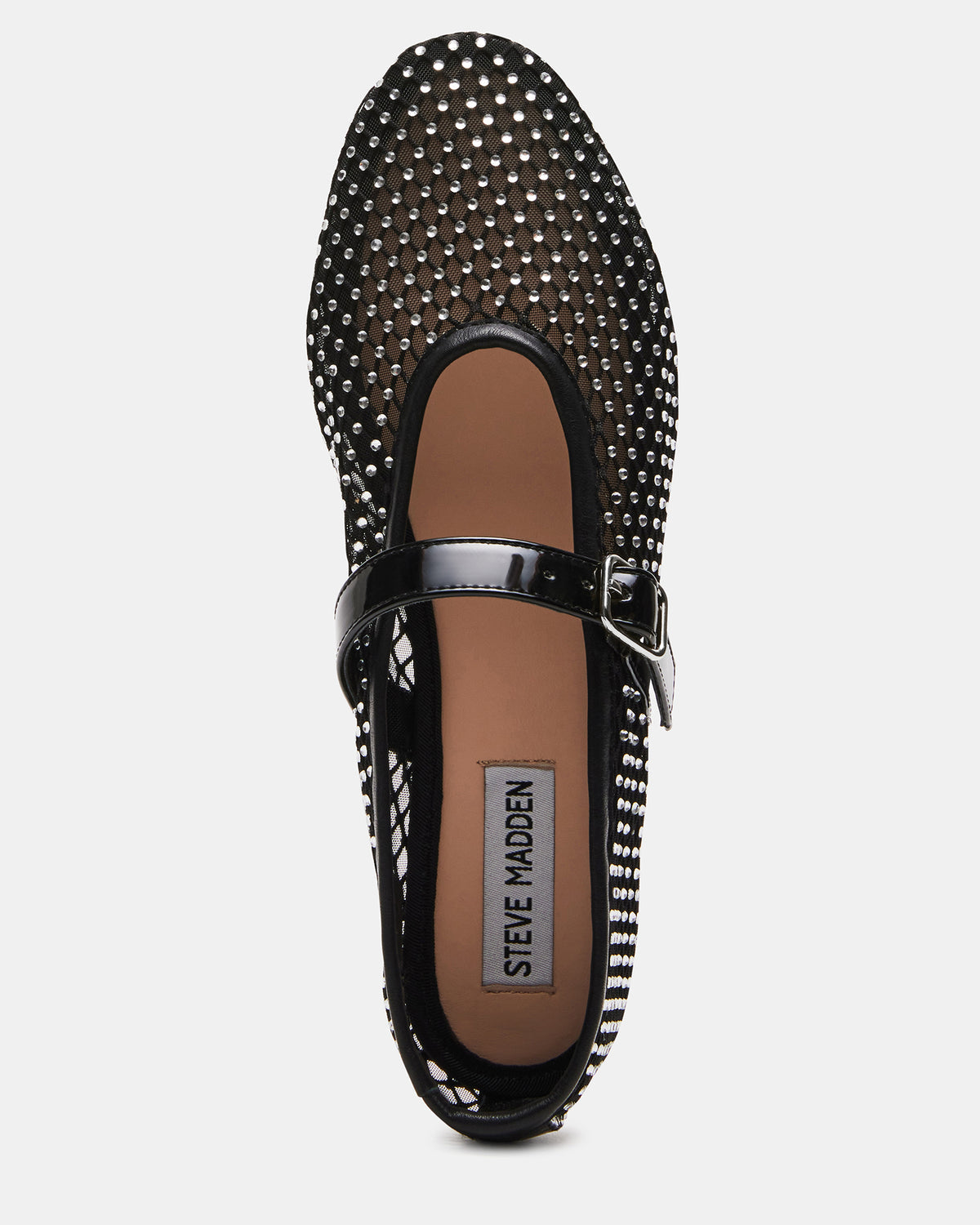Steve Madden DREAMING Black Mesh Rhinestone Mary Jane | Women's Flats