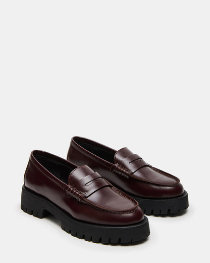 Steve Madden LANGSTEN Burgundy Women's Platform Lug Loafer