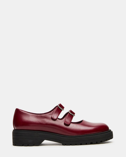 Steve Madden ALBA Burgundy Leather Platform Lug Mary Jane Women's Loafer