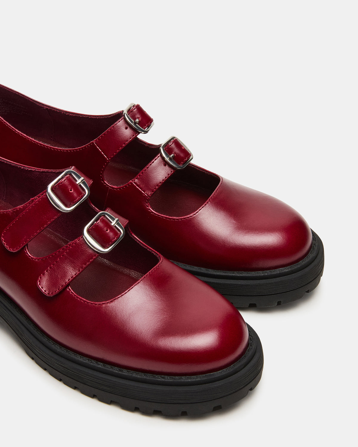 Steve Madden ALBA Burgundy Leather Platform Lug Mary Jane Women's Loafer