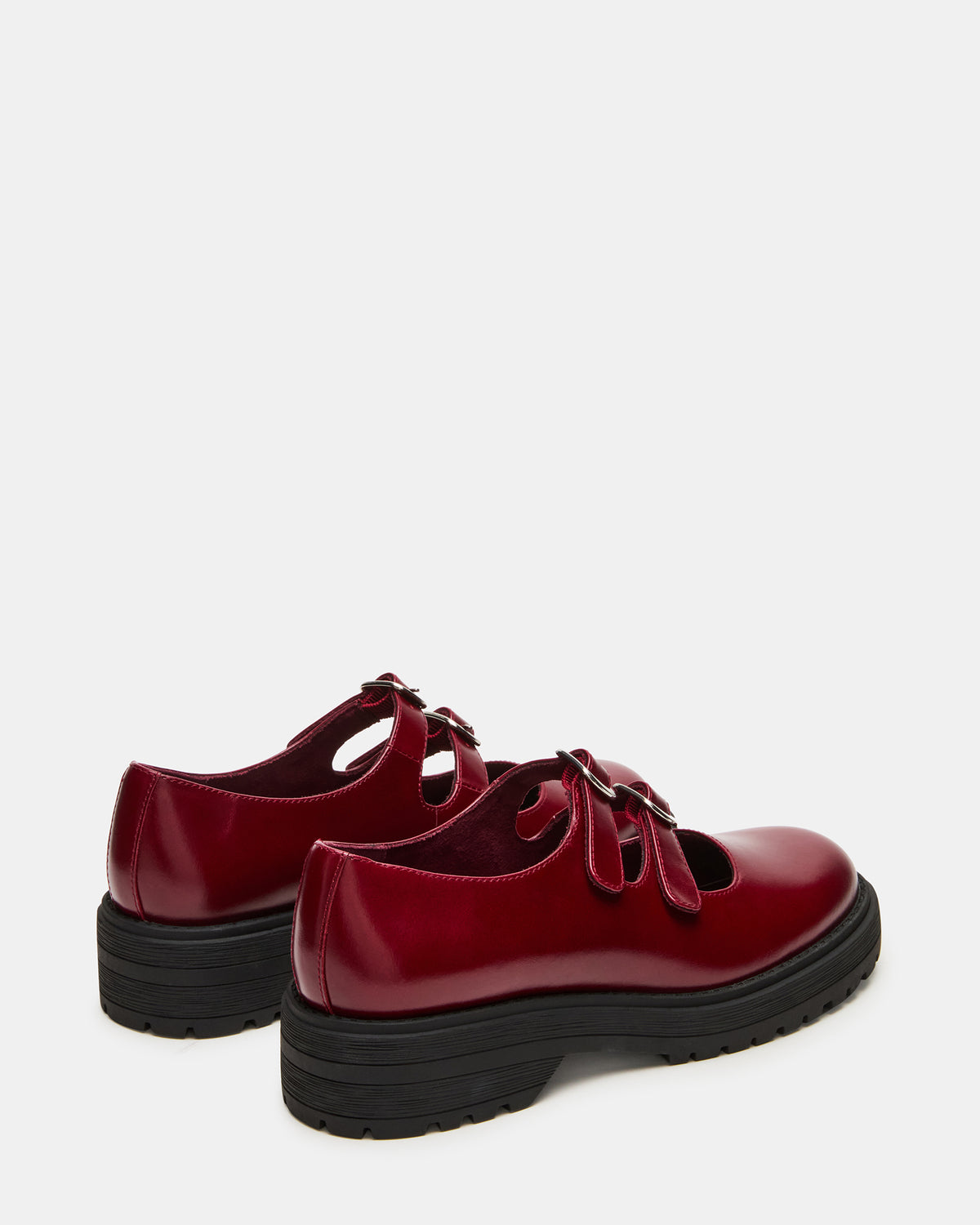 Steve Madden ALBA Burgundy Leather Platform Lug Mary Jane Women's Loafer