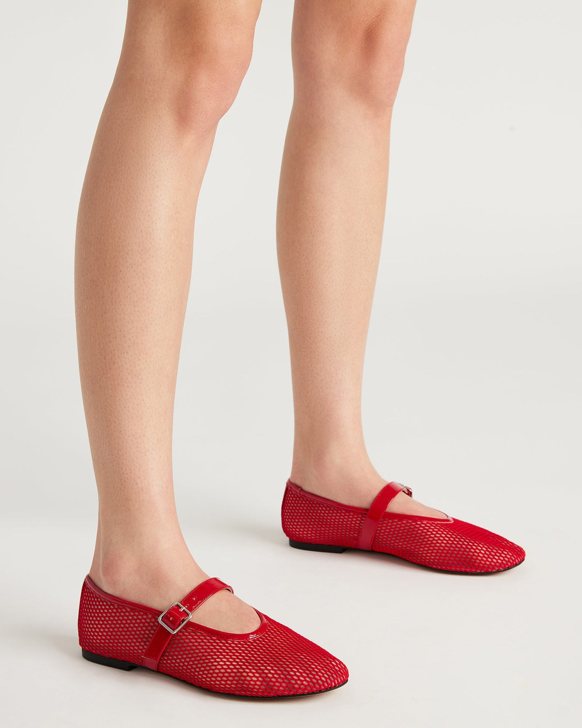 Steve Madden DREAMING Red Mesh Women's Mary Jane Flats