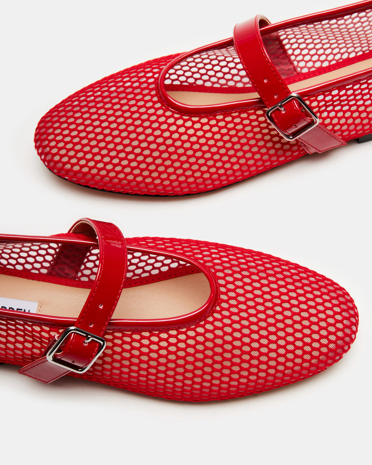 Steve Madden DREAMING Red Mesh Women's Mary Jane Flats