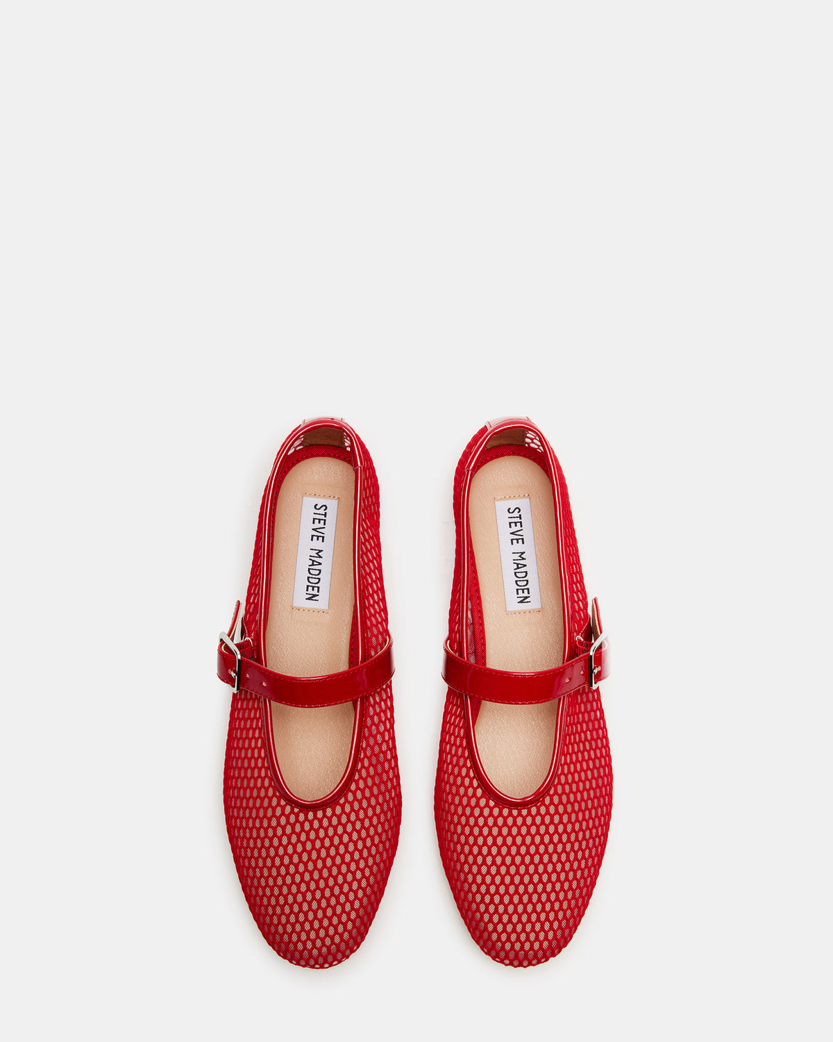 Steve Madden DREAMING Red Mesh Women's Mary Jane Flats